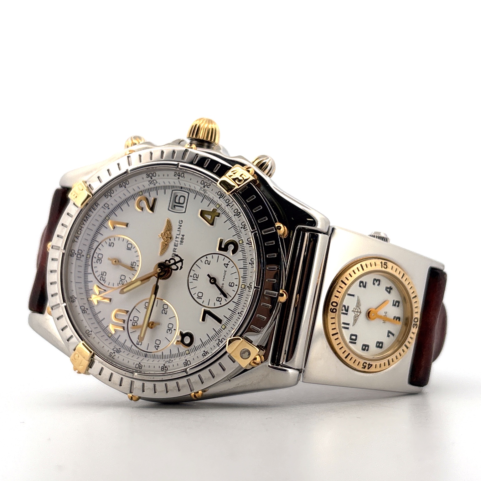 Male model styling the BREITLING CHRONOMAT UTC DUAL TIME